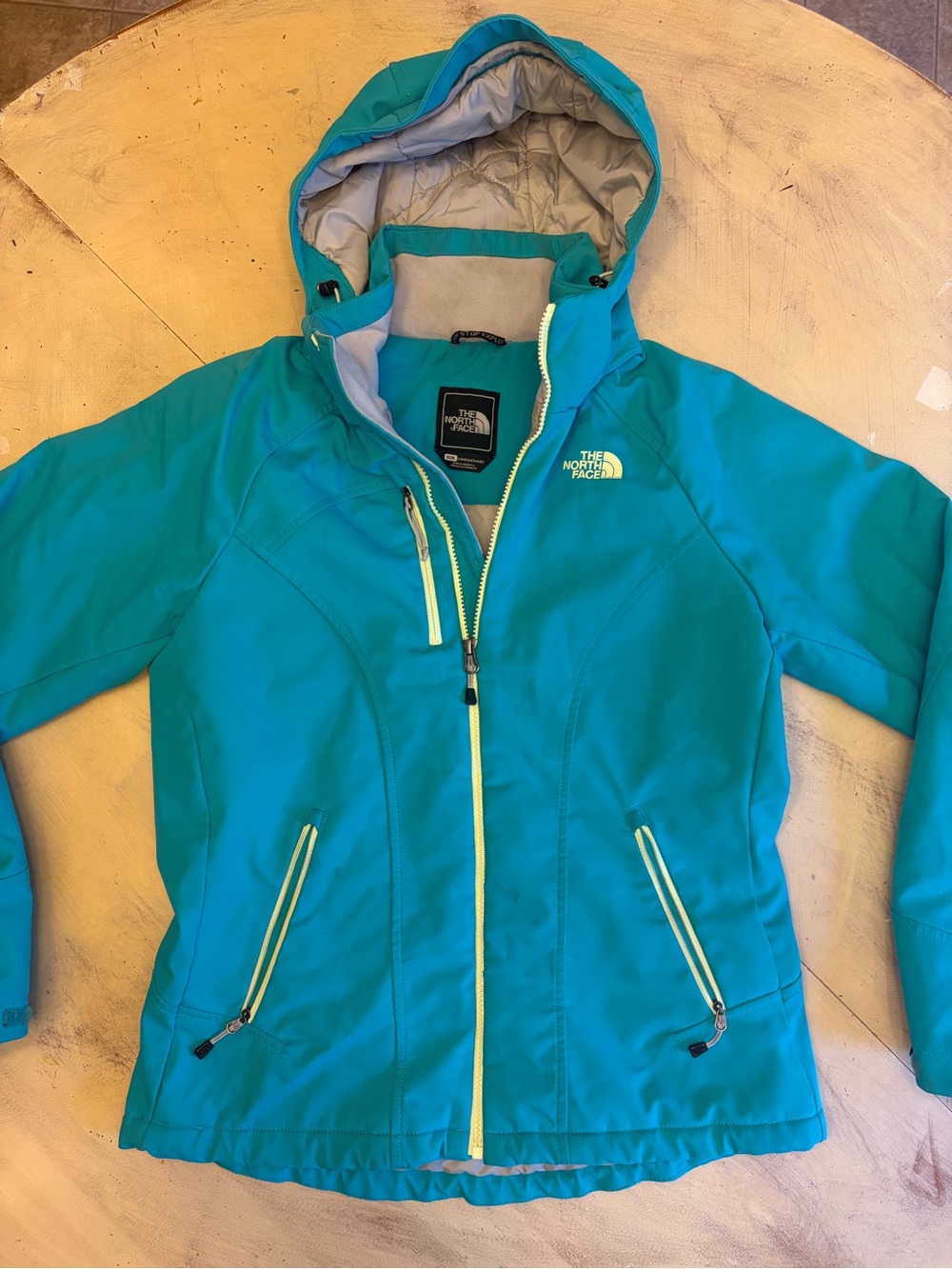 Womens The North Face Jacket Medium Blue Softshell Hooded Lined Outdoor Coat